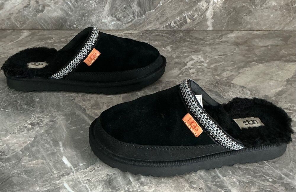 UGG TASMAN II BLACK SUEDE WOOL SLIPPERS Women’s 6/Youth 4
